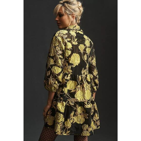 NWT Maeve The Bettina Tiered Shirt Mini Dress Sz LP Jacquard Edition #9H502 - Picture 3 of 12